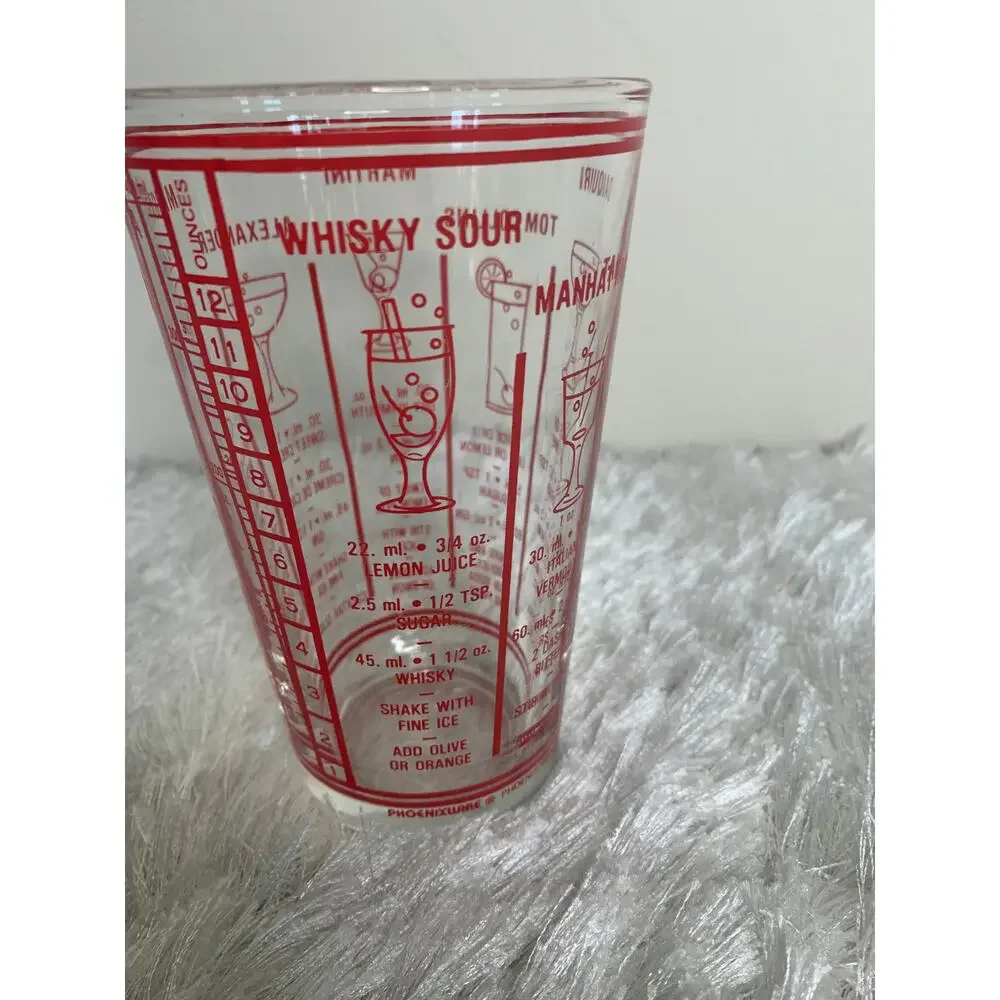 Vintage Red Libbey Cocktail Mixer Bartender Recipe Phoenixware